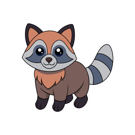 Cute cartoon raccoon illustration with big shiny eyesのイラスト素材
