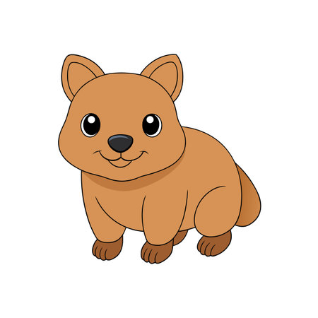 Cute cartoon quokka with friendly smile on white backgroundのイラスト素材