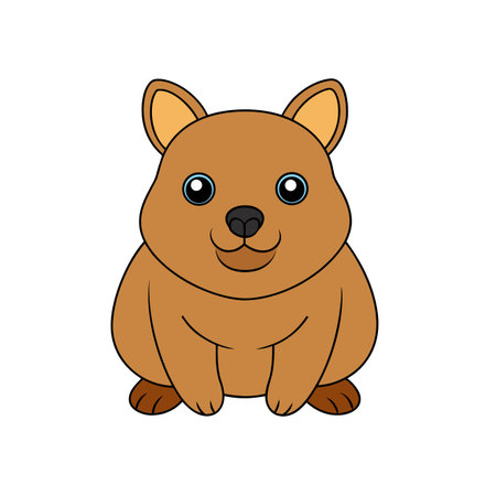 Cartoon Quokka Sitting Isolated on White Background Illustrationのイラスト素材