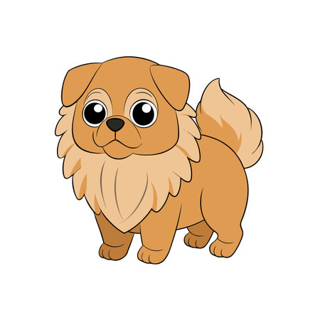 Adorable cartoon dog illustration standing against a white backgroundのイラスト素材