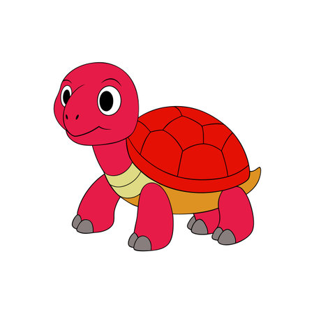 Cute cartoon turtle with red shell and body designのイラスト素材