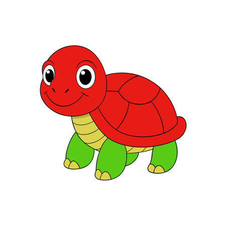 Cartoon turtle with red shell and green legsのイラスト素材