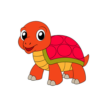 Cartoon orange turtle character on a white background illustrationのイラスト素材