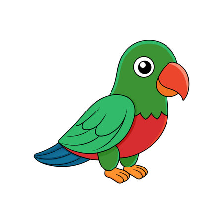 Cartoon green parrot illustration on a white backgroundのイラスト素材