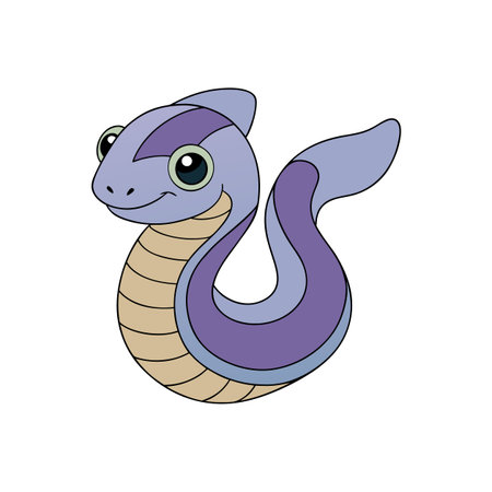 Cartoon blue and purple snake illustration on white backgroundのイラスト素材