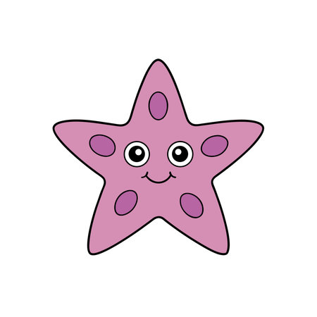 Cheerful cartoon starfish with pink tones on a white backdropのイラスト素材