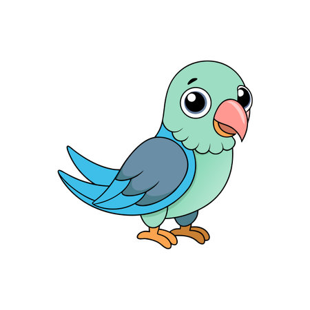 Cartoon parrot with big eyes looking at the viewerのイラスト素材