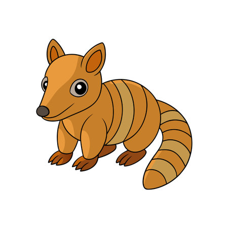 Cute cartoon armadillo illustration with stripes and big eyesのイラスト素材