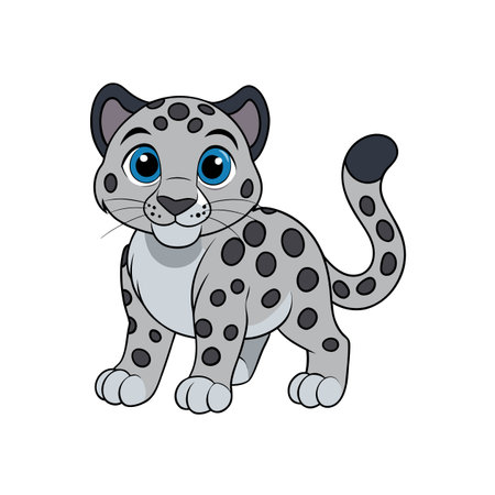 Cute cartoon snow leopard cub vector illustration designのイラスト素材