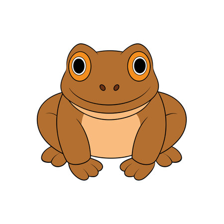 Cartoon illustration of a cute brown frog on whiteのイラスト素材