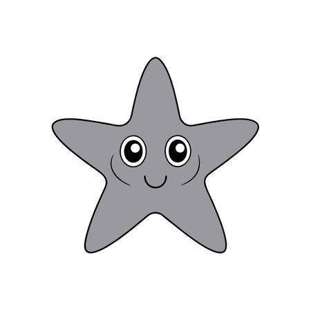 Cute cartoon gray starfish with big eyes illustrationのイラスト素材