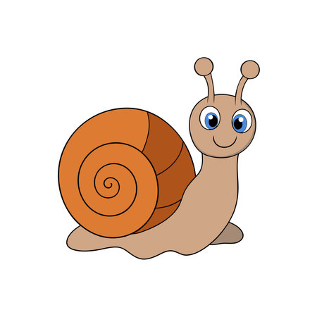 Cartoon Snail with Big Eyes and Friendly Smile Illustrationのイラスト素材