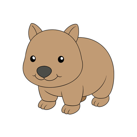 Cartoon wombat illustration with simple, adorable design, isolatedのイラスト素材
