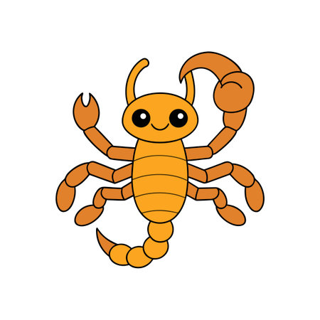 Cartoon scorpion illustration with friendly expression on white backgroundのイラスト素材
