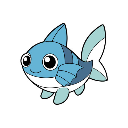 Cute Blue Fish Cartoon Illustration for Children's Designsのイラスト素材