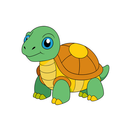 Cartoon turtle illustration with bright colors and bold outline