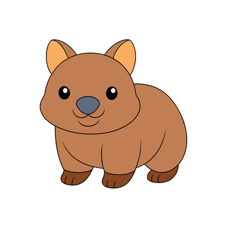 Cute wombat cartoon illustration on a white backgroundのイラスト素材