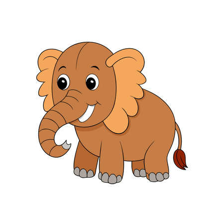 Cartoon elephant illustration with friendly expression and bright colorsのイラスト素材