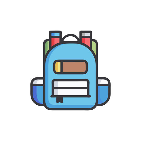 Educational Backpack with Books Iconのイラスト素材