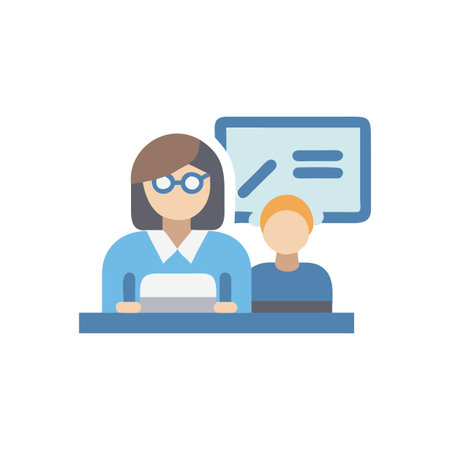 Teacher icon in flat color style. School education lesson teacher classroomのイラスト素材