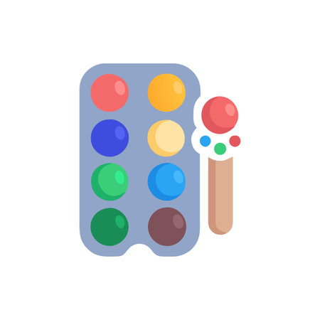 Paint palette icon in flat color style. Art education school supplyのイラスト素材