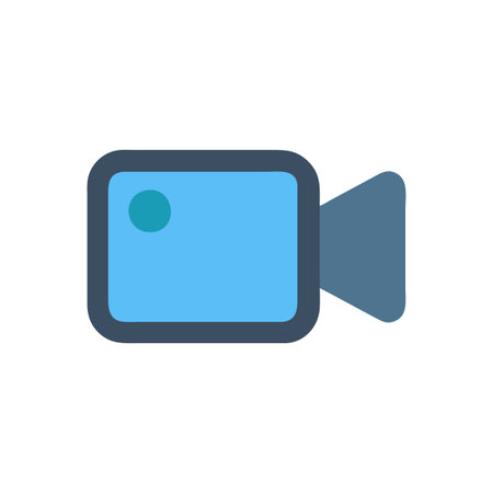 Video camera icon in flat style. Video camera vector illustration on white isolated background. Video camera business concept.のイラスト素材
