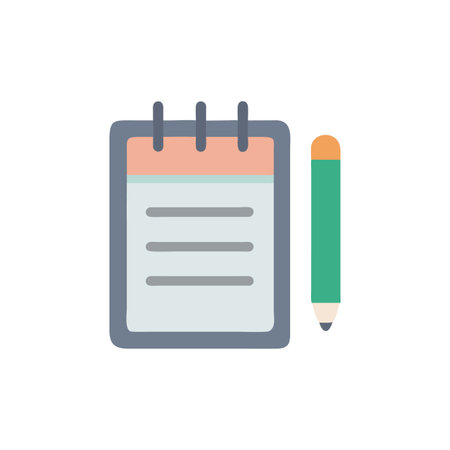 Notepad and pencil icon in flat color style. Notebook and pencilのイラスト素材