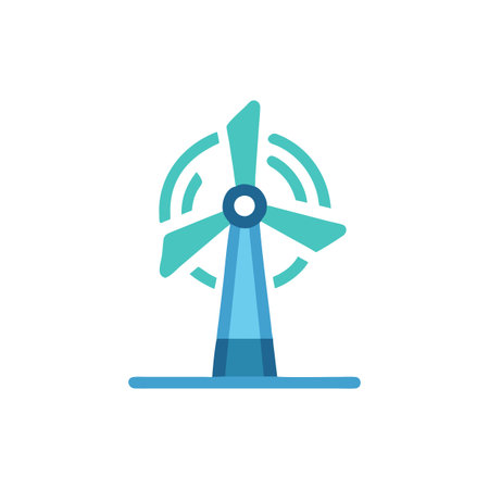 Wind turbine icon in flat color style. Renewable energy technology symbolのイラスト素材