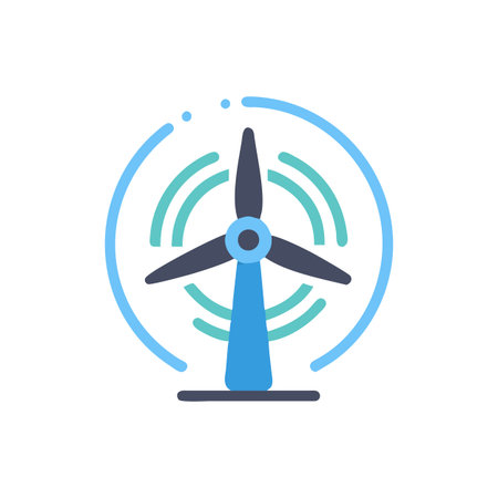 Wind turbine icon in flat color style. Renewable energy vector illustration on white isolated background.のイラスト素材