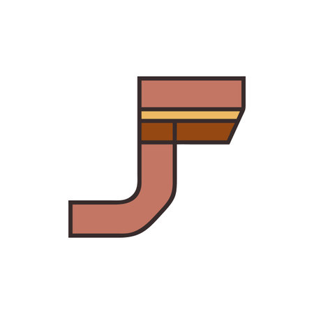 Roof Gutter Elbow Icon for Drainage Systemsのイラスト素材