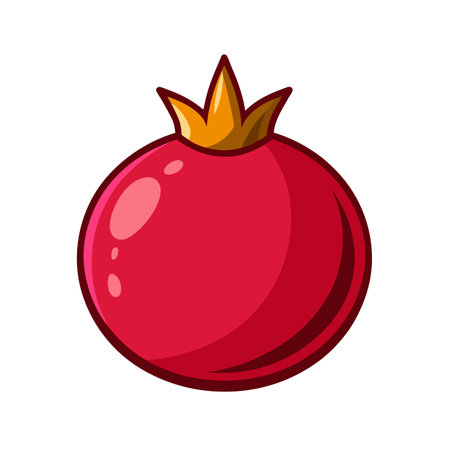 Pomegranate fruit icon in cartoon style on a white backgroundのイラスト素材