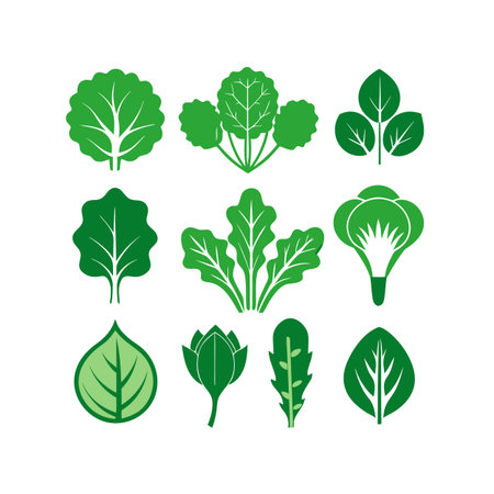 Set of green vegetables. Vector illustration on white background. Flat style.のイラスト素材