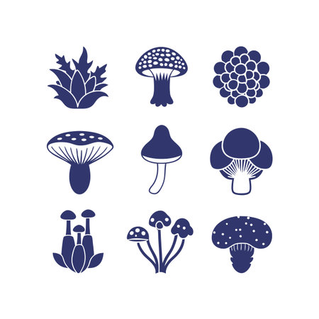 Mushroom icons set. Vector illustration in trendy flat style.のイラスト素材