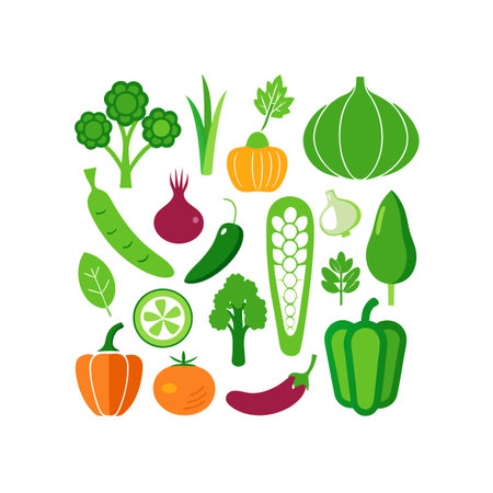 Vegetables set. Vector illustration in flat style. Vegetarian food.のイラスト素材