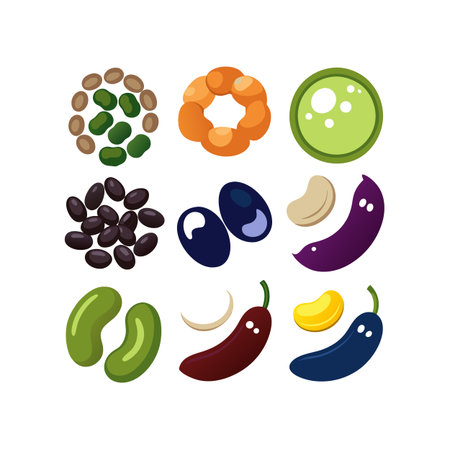 Set of different vegetables and fruits. Vector illustration in flat style.のイラスト素材