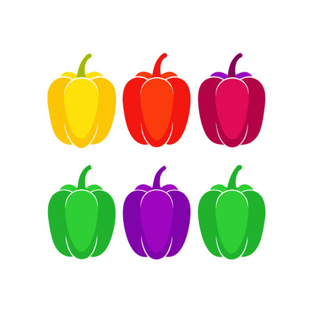 Bell pepper icon. Vegetable vector illustration. Colorful bell pepper isolated on white background.のイラスト素材