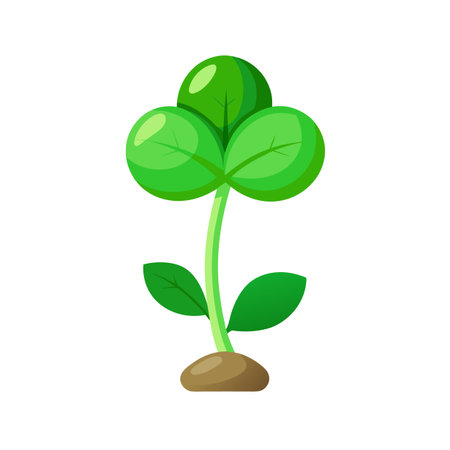 Green sprout growing from ground. Vector illustration in cartoon style.のイラスト素材