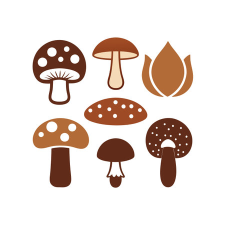 Mushroom icons set. Vector illustration. Isolated on white background.のイラスト素材