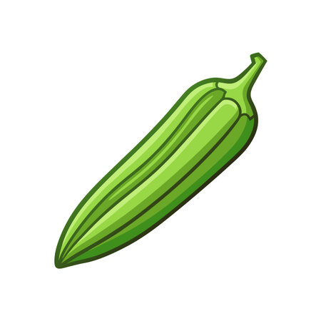 Okra icon in cartoon style isolated on white background. Vegetable symbol stock vector illustration.のイラスト素材