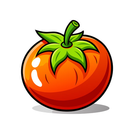 Tomato cartoon vector illustration on white background. Vegetable icon.のイラスト素材