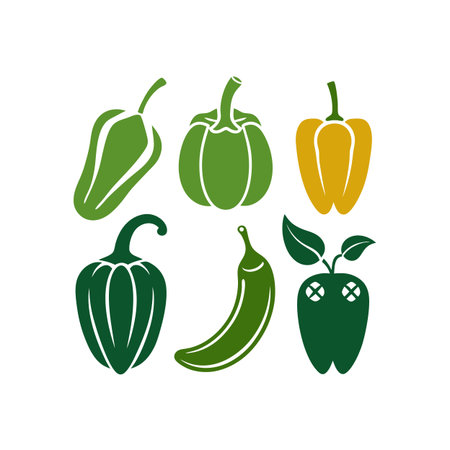 Pepper icons set. Vector illustration of a set of peppers.のイラスト素材