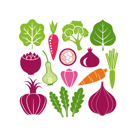 Vegetables icons set in flat style. Vector illustration for your designのイラスト素材