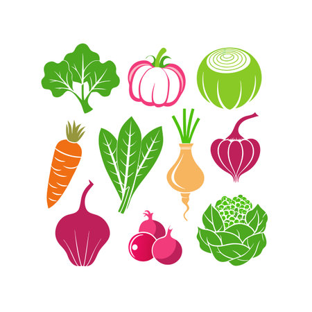 vegetables icons set over white background. colorful design. vector illustrationのイラスト素材