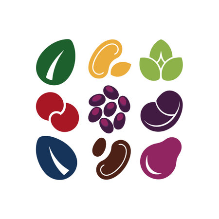 Set of different fruits and vegetables icons. Vector illustration in flat style.のイラスト素材