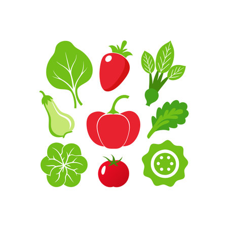 Vegetables icons set. Vector illustration in flat style on white background.のイラスト素材
