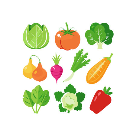 Vegetables set. Vector illustration in flat style on white background.のイラスト素材