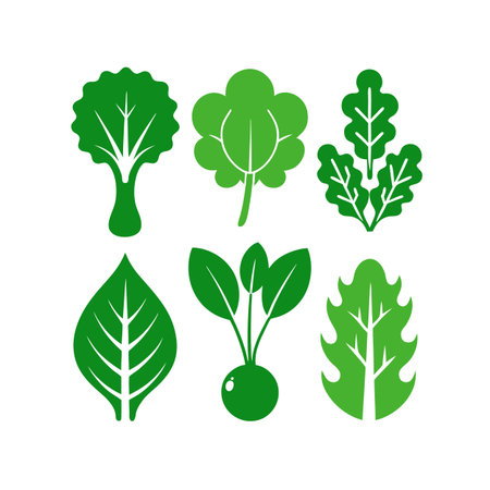 Set of green vegetables icons. Vector illustration in flat style. Isolated on white background.のイラスト素材