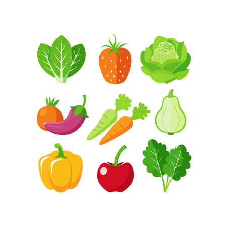 Vegetables set. Vector illustration in flat style. Isolated on white background.のイラスト素材