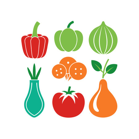 vegetables icons over white background. colorful design. vector illustrationのイラスト素材