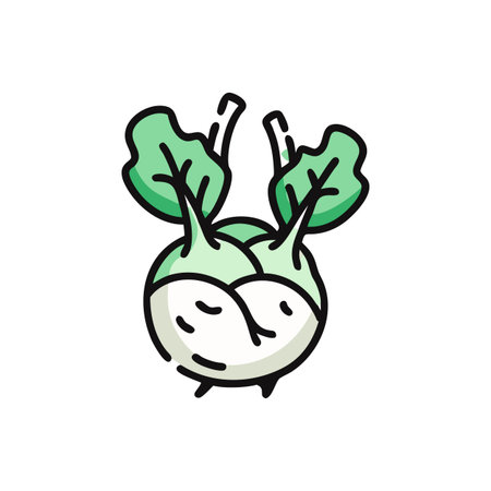 Vibrant Kohlrabi Fresh Vegetable Illustrationのイラスト素材